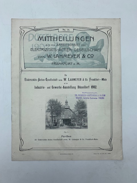 Mittheilungen aus dem Arbeitsgebiet der Elektrizitats-Actien-Gesellschaft vorm. W. Lahmeyer. No. 14